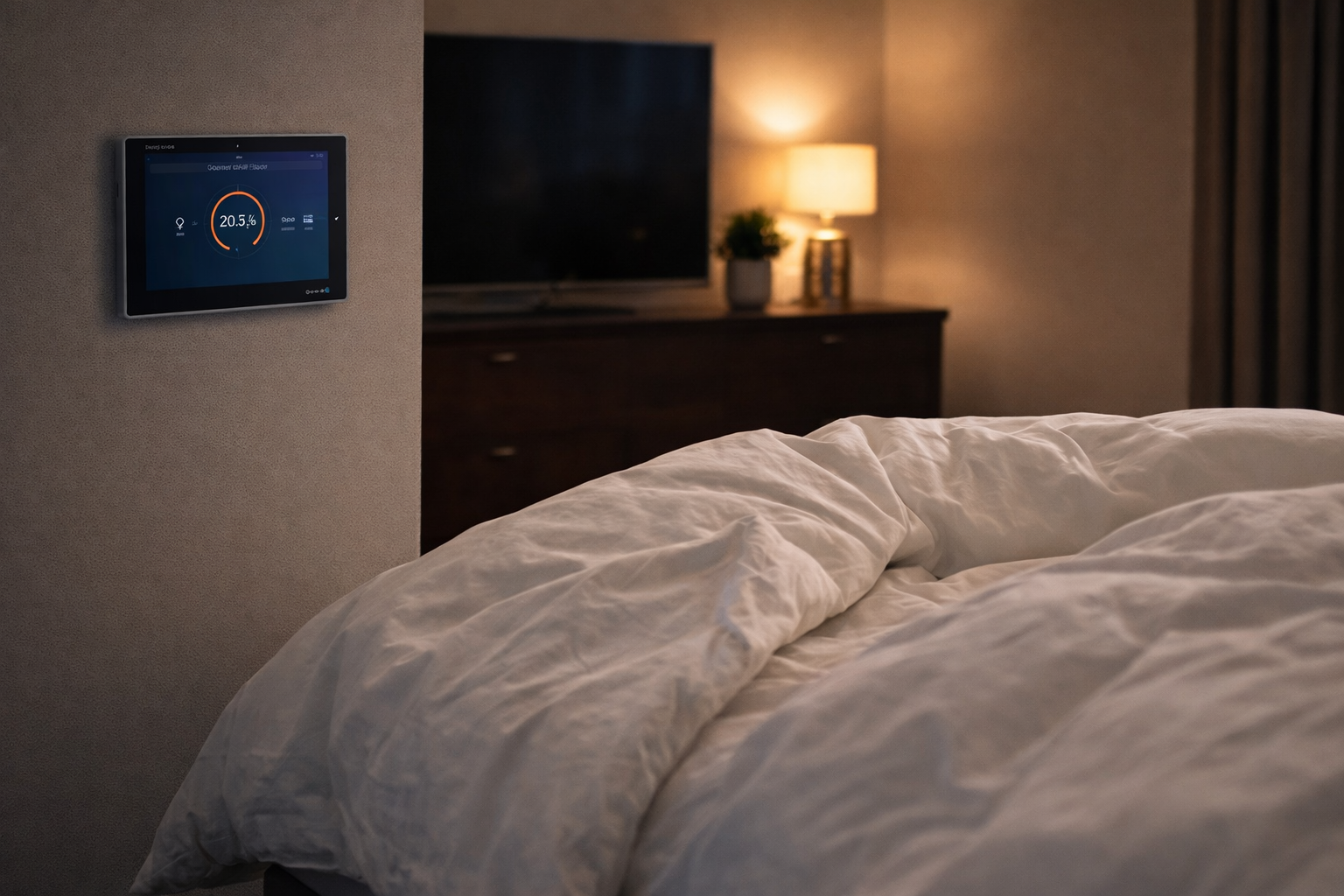 Comfortable bedroom with intelligent climate control