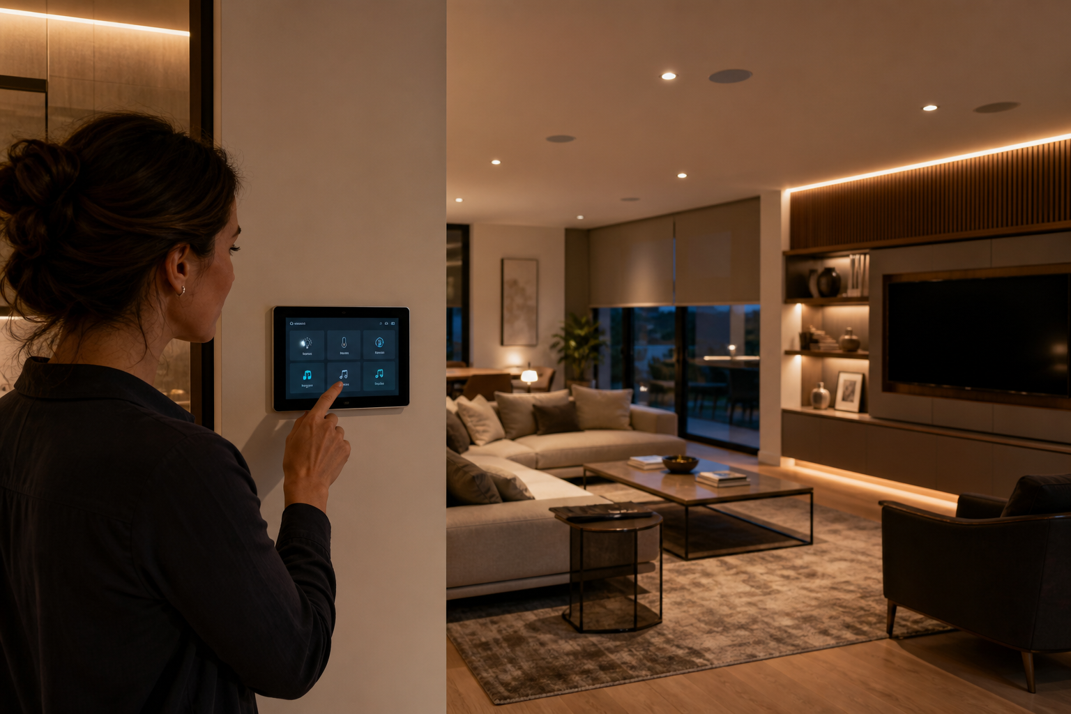 Connected technology working together within a modern home